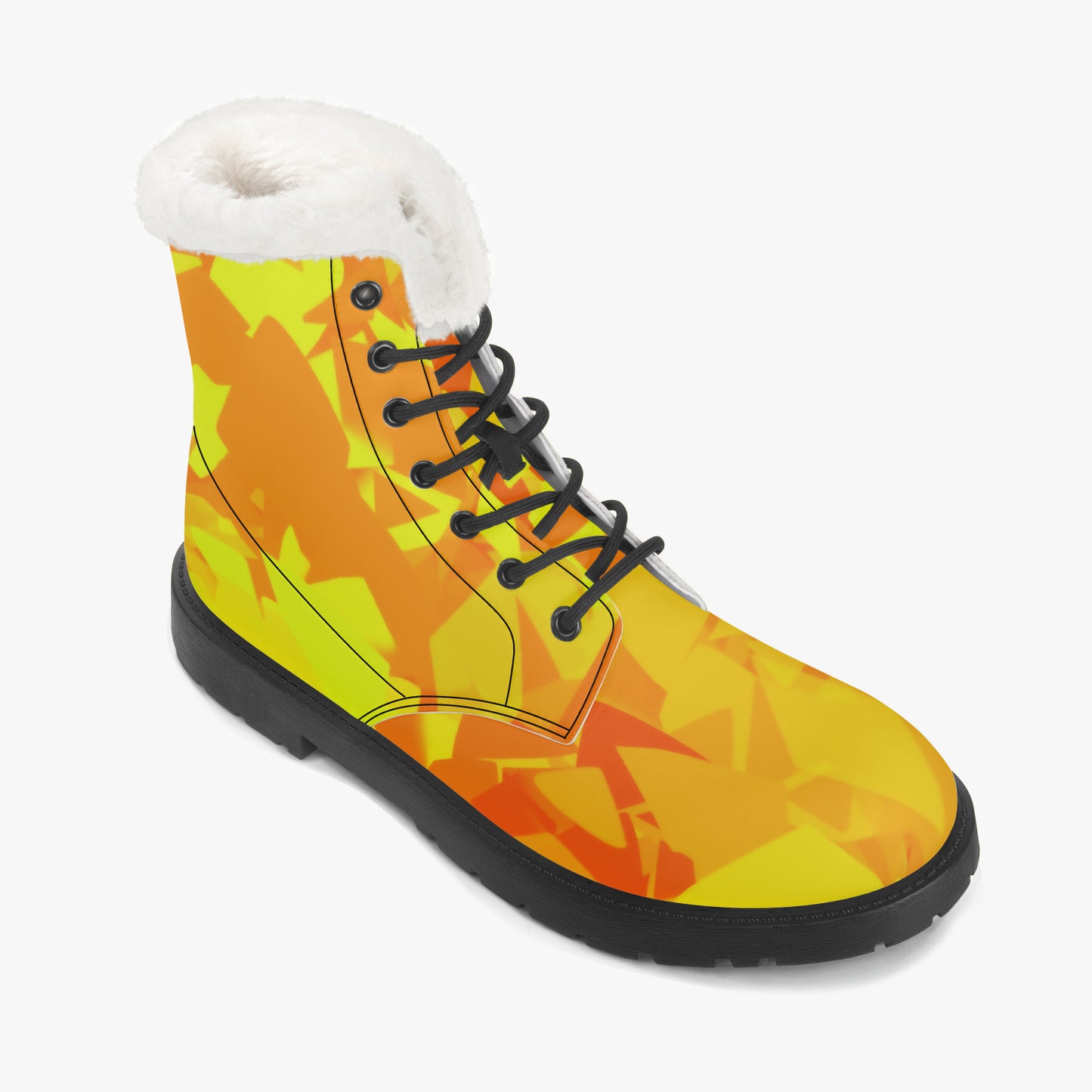 Yellow Crystal Faux Fur Leder Boots Boots JLR Design