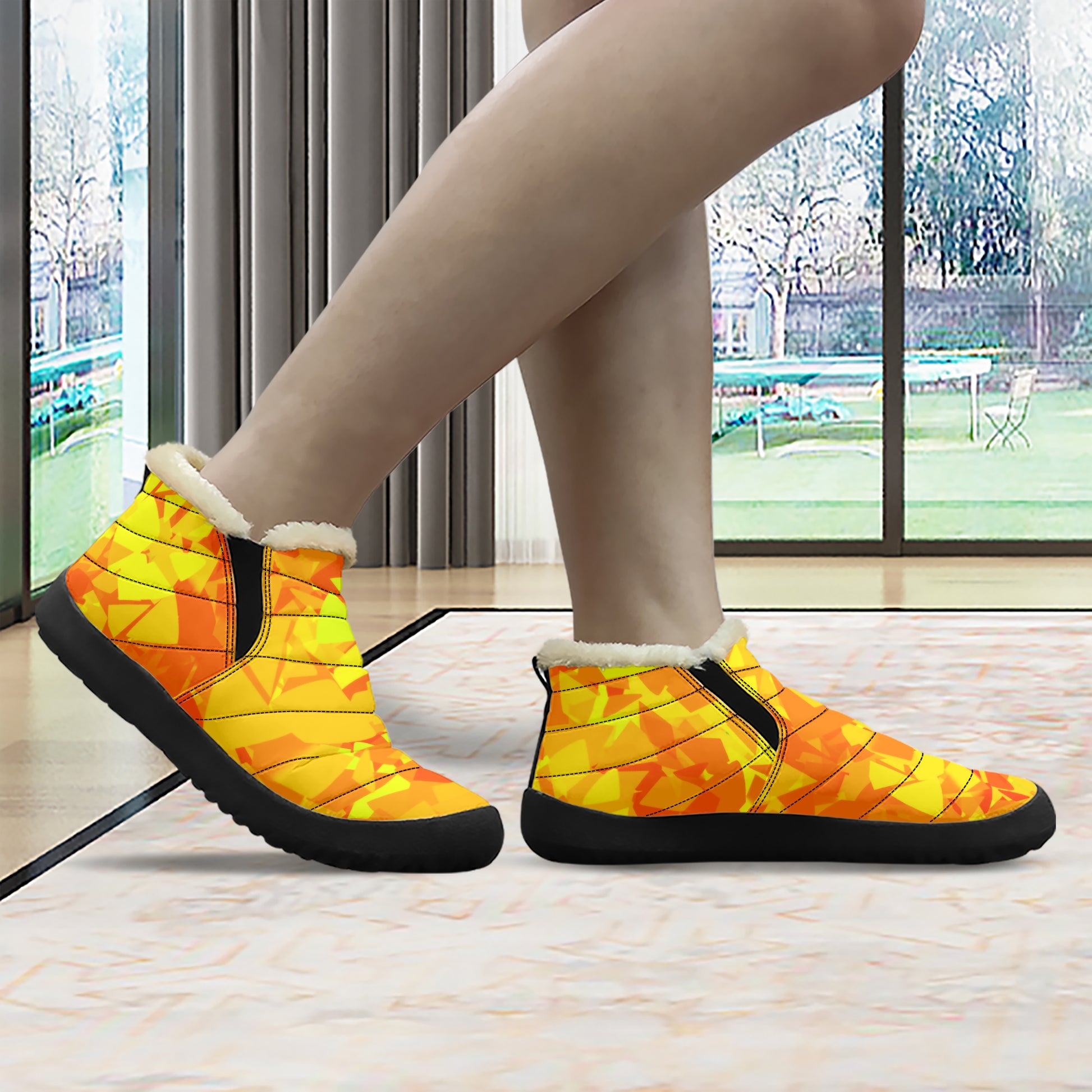 Yellow Crystal Faux Fur Slipper Slipper JLR Design