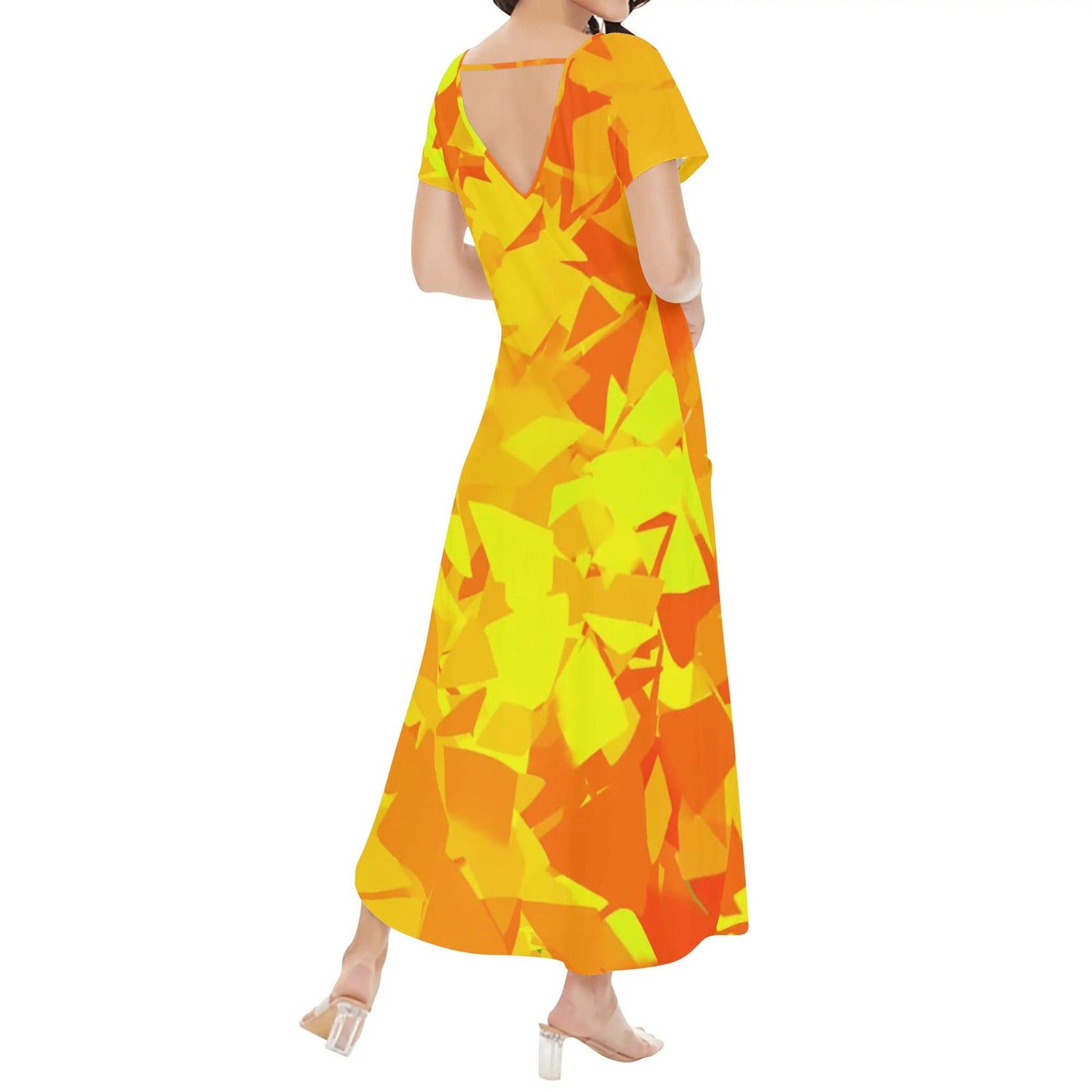 Yellow Crystal kurzärmliges drapiertes Kleid drapiertes Kleid 63.99 Crystal, drapiert, kleid, kurzärmlig, yellow JLR Design