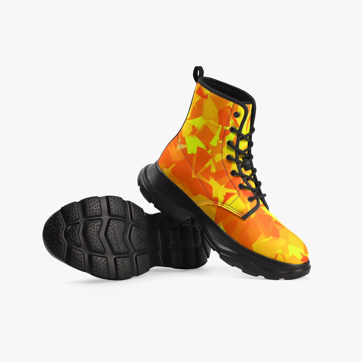 Yellow Crystal Leather Chunky Boots Boots JLR Design