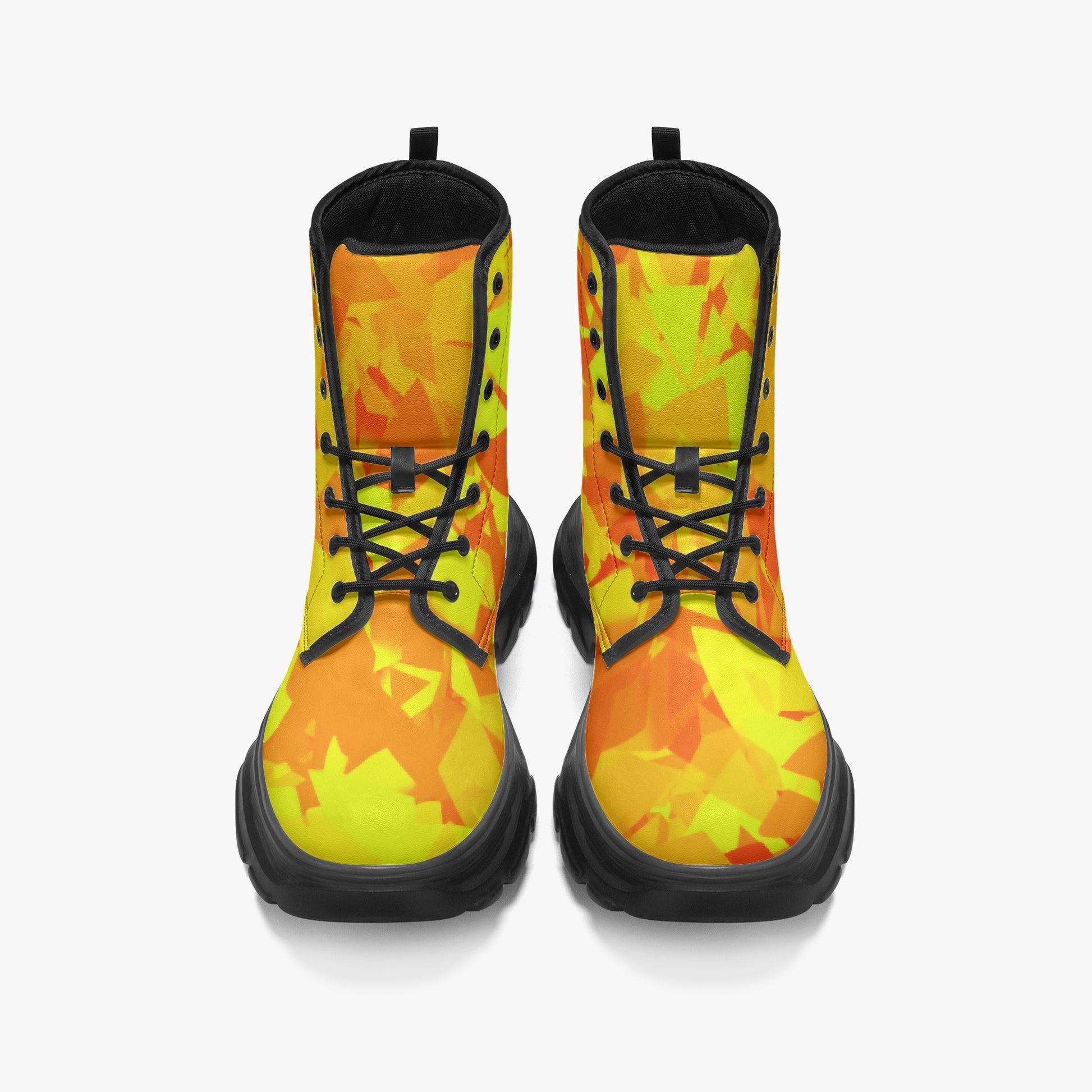 Yellow Crystal Leather Chunky Boots Boots JLR Design