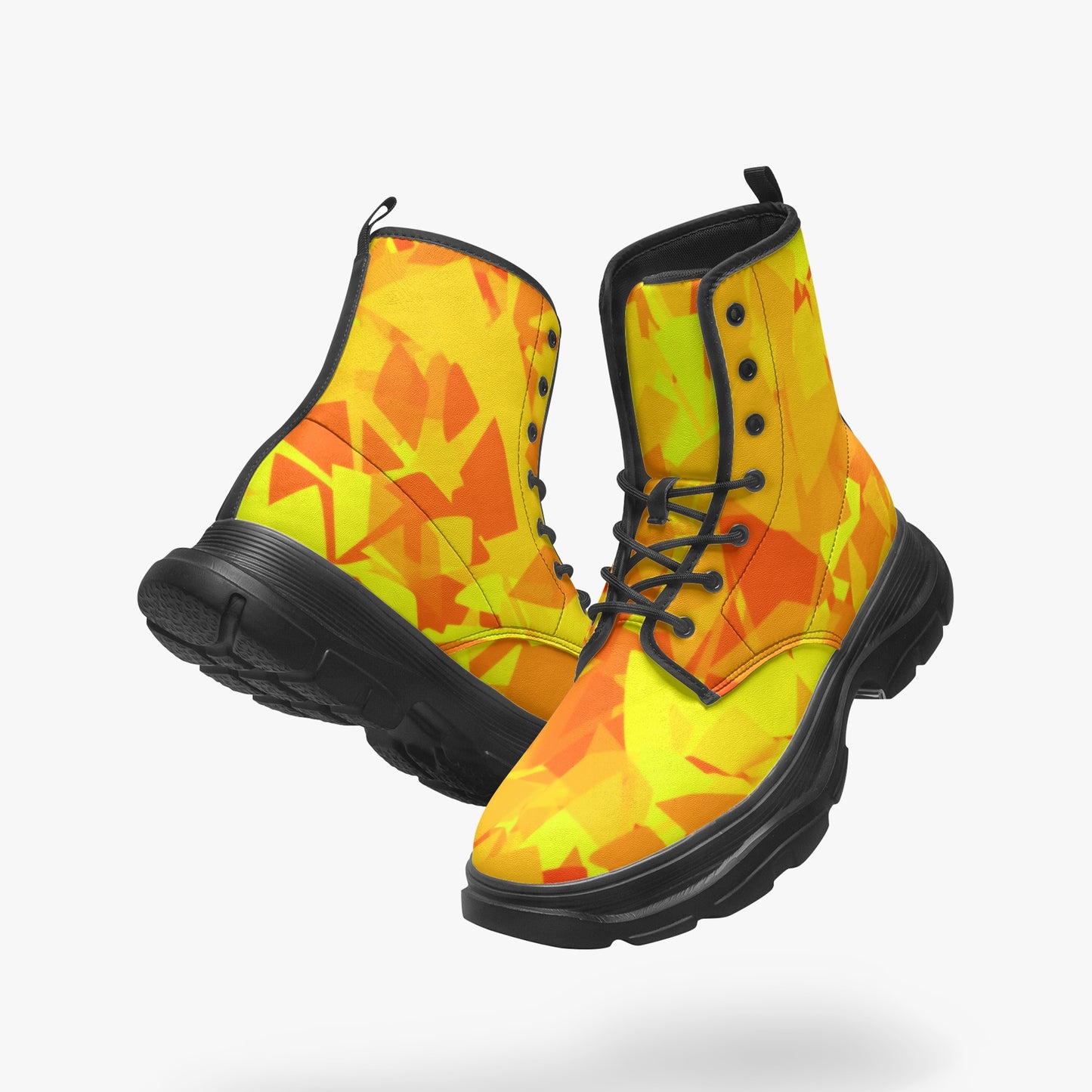 Yellow Crystal Leather Chunky Boots Boots JLR Design