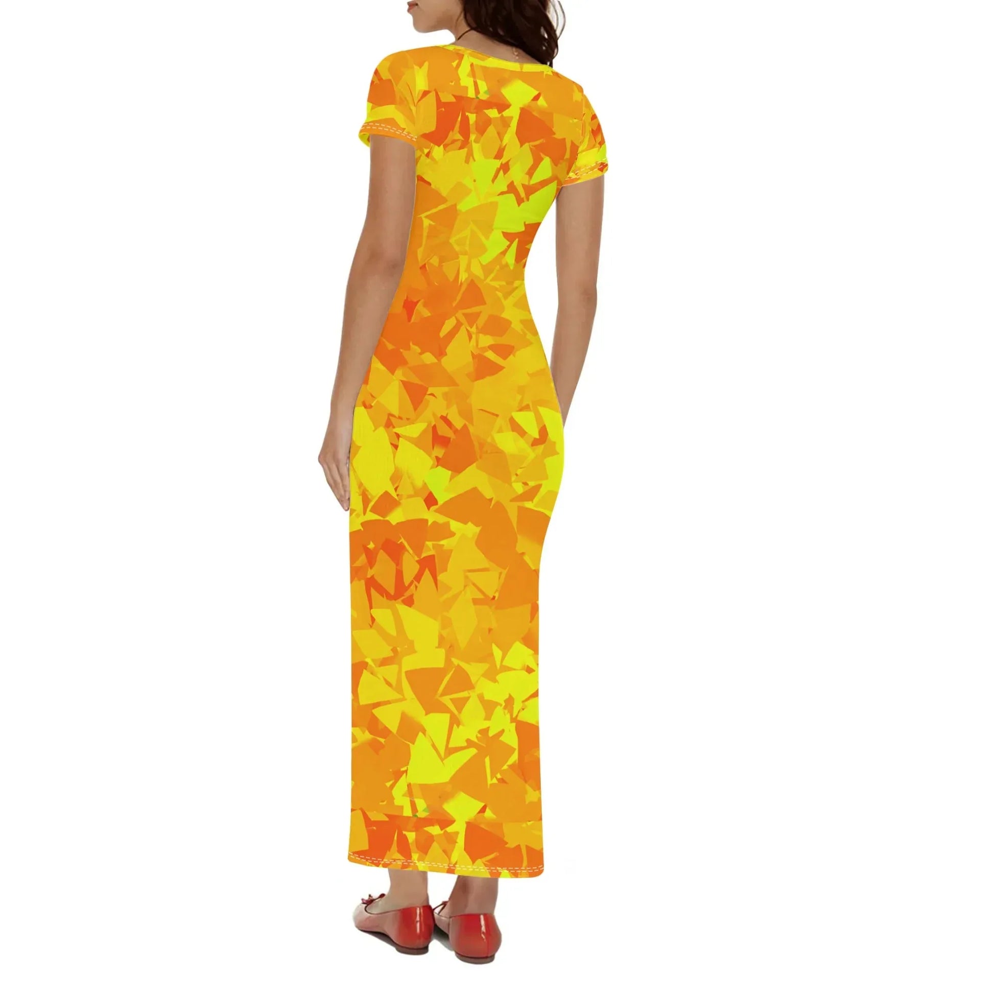 yellow-crystal-short-sleeve-long-dress-long-dress-jlr-design-35631 - JLR Design