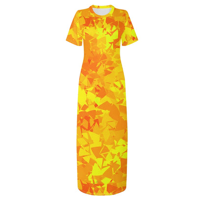 yellow-crystal-short-sleeve-long-dress-long-dress-jlr-design-46098 - JLR Design
