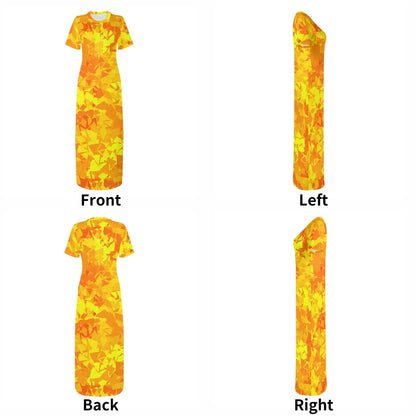 yellow-crystal-short-sleeve-long-dress-long-dress-jlr-design-46201 - JLR Design