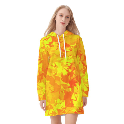 Yellow Crystal Velvet Hoodie Dress Hoodiekleid JLR Design