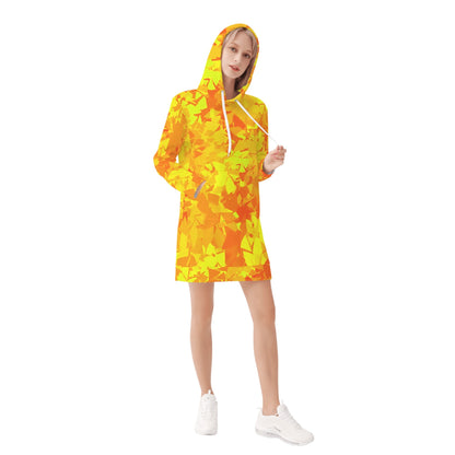 Yellow Crystal Velvet Hoodie Dress Hoodiekleid JLR Design