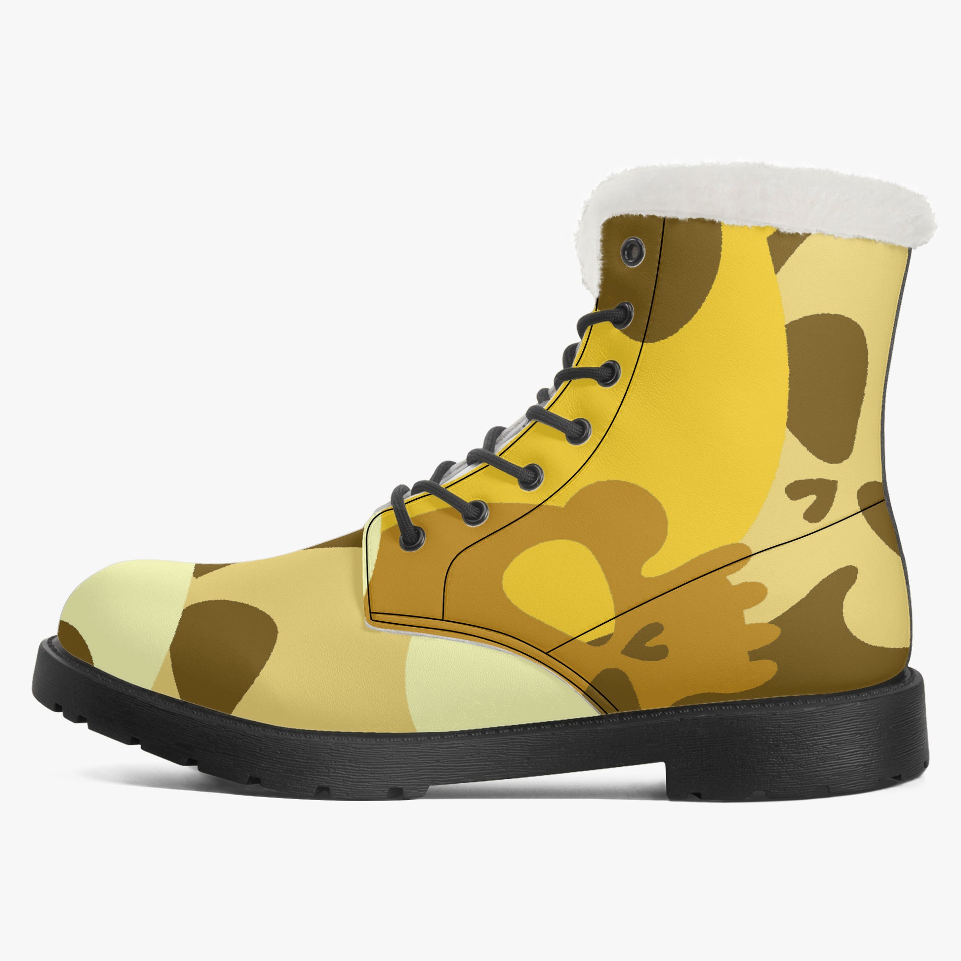 Yellow Skull Faux Fur Leder Boots Boots JLR Design