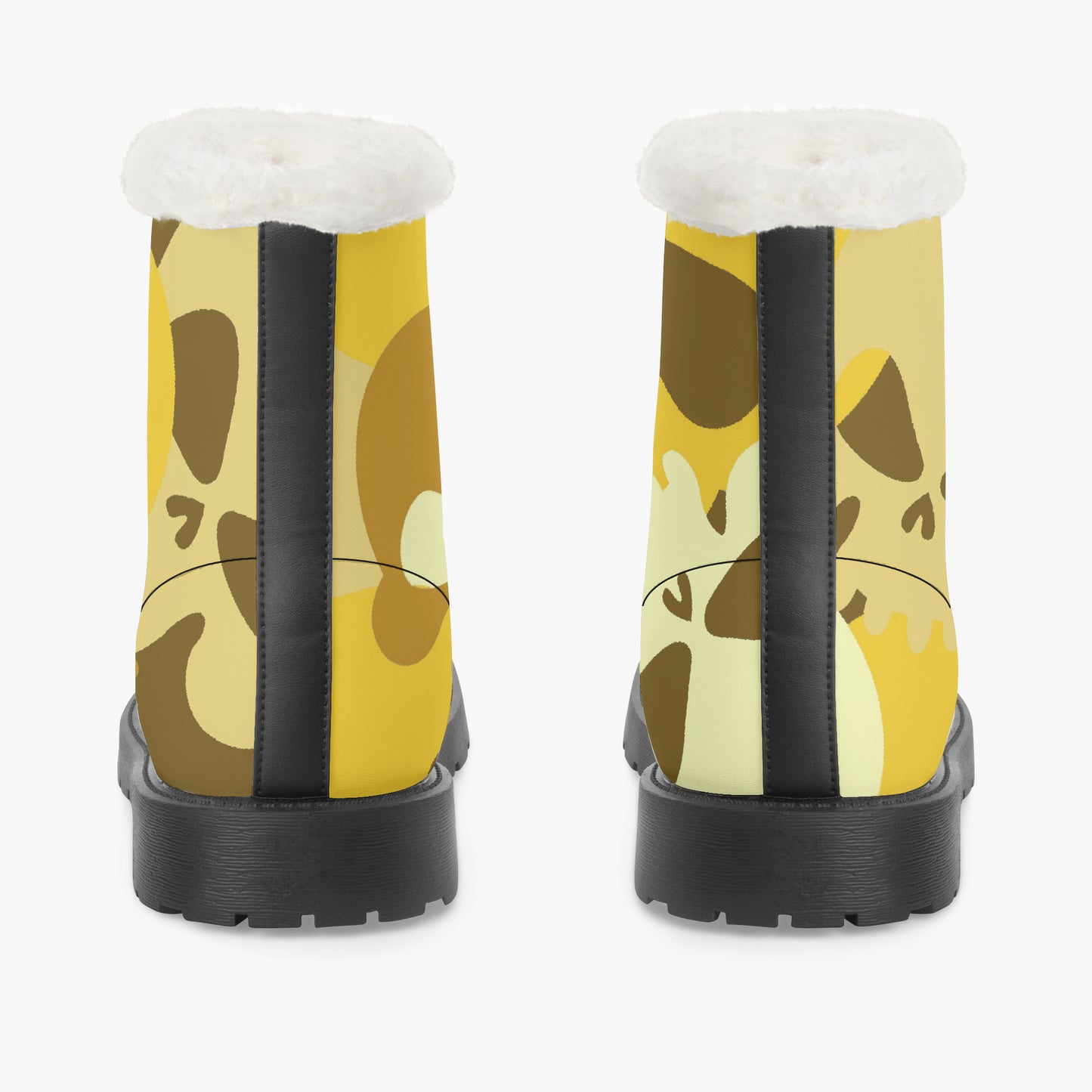 Yellow Skull Faux Fur Leder Boots Boots JLR Design