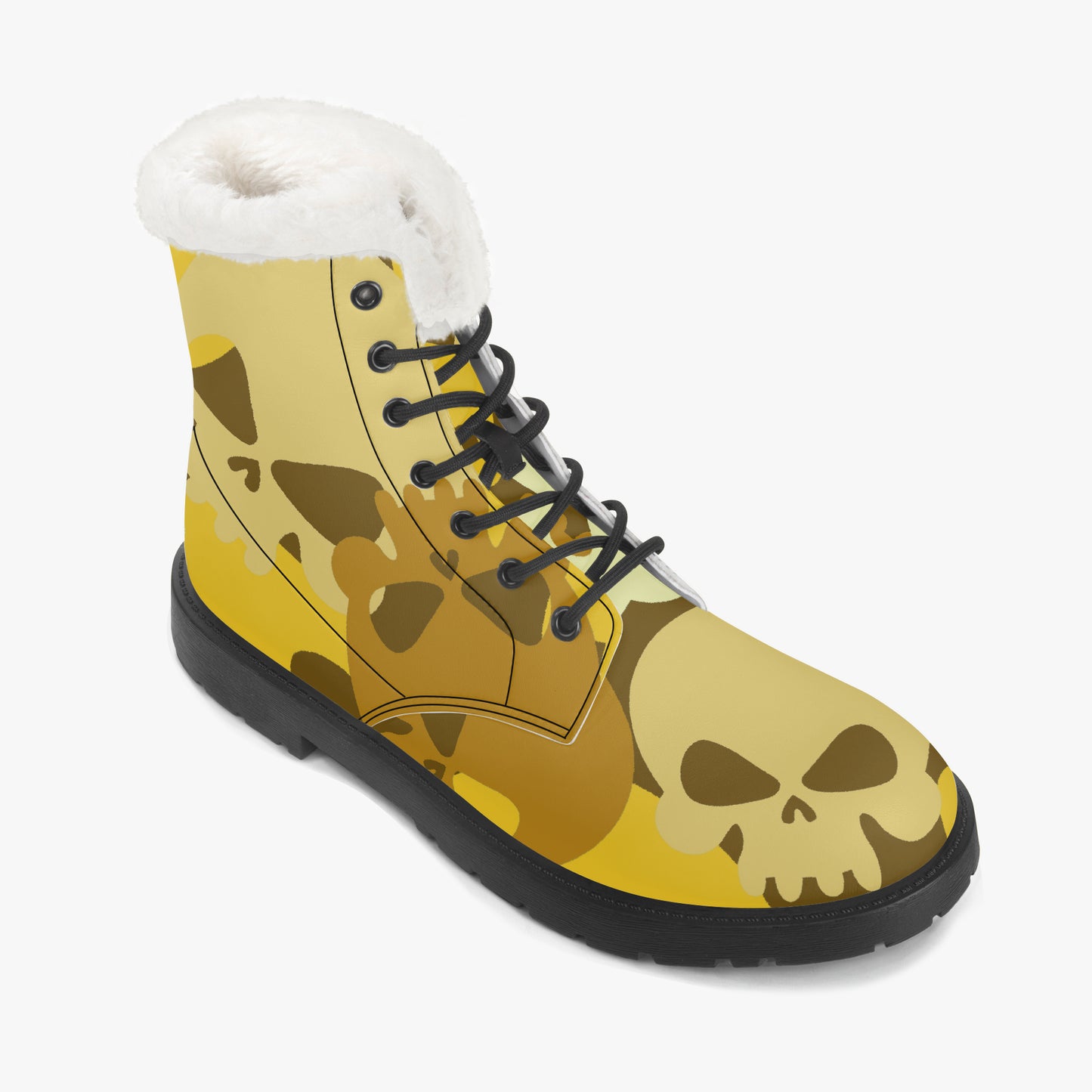 Yellow Skull Faux Fur Leder Boots Boots JLR Design