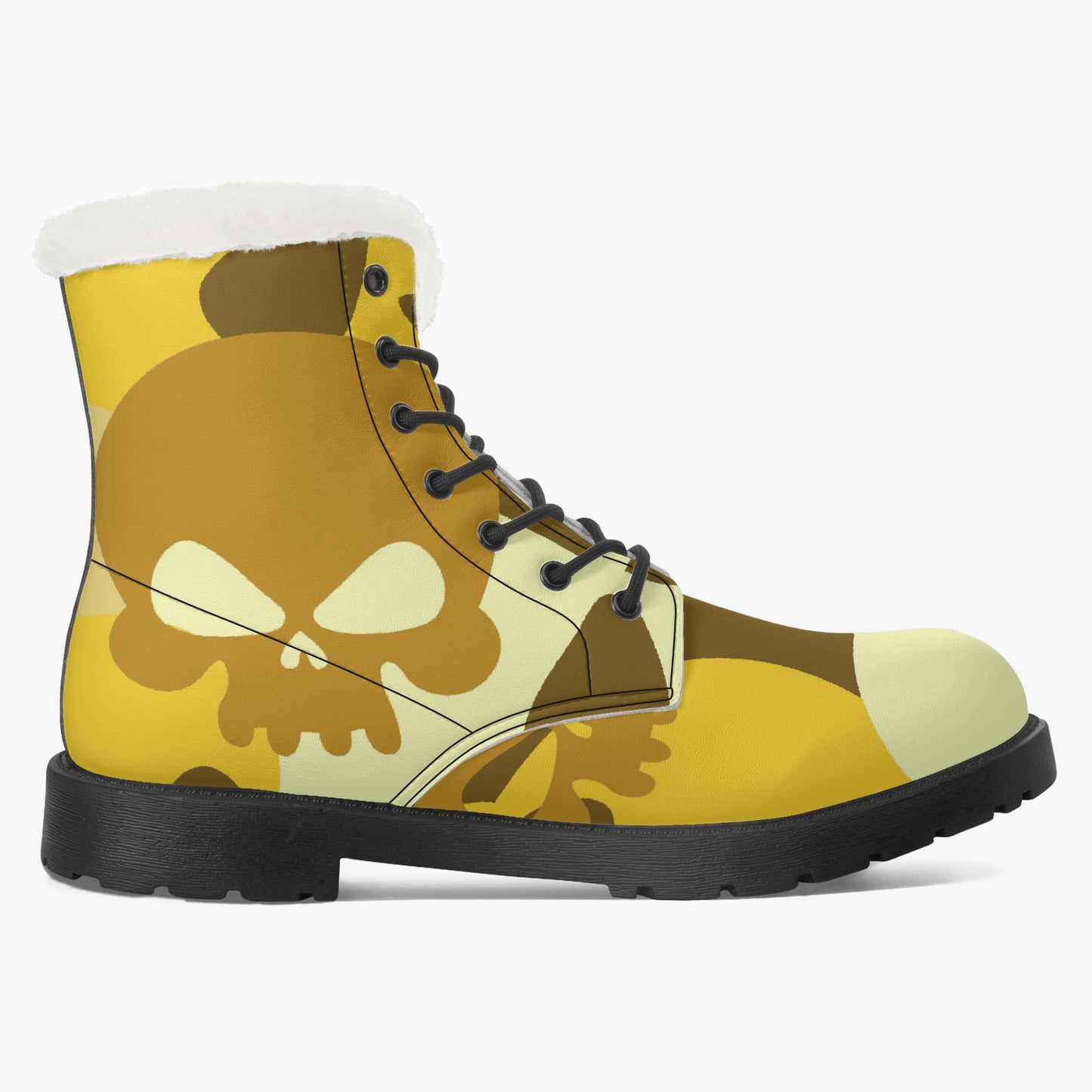 Yellow Skull Faux Fur Leder Boots Boots JLR Design
