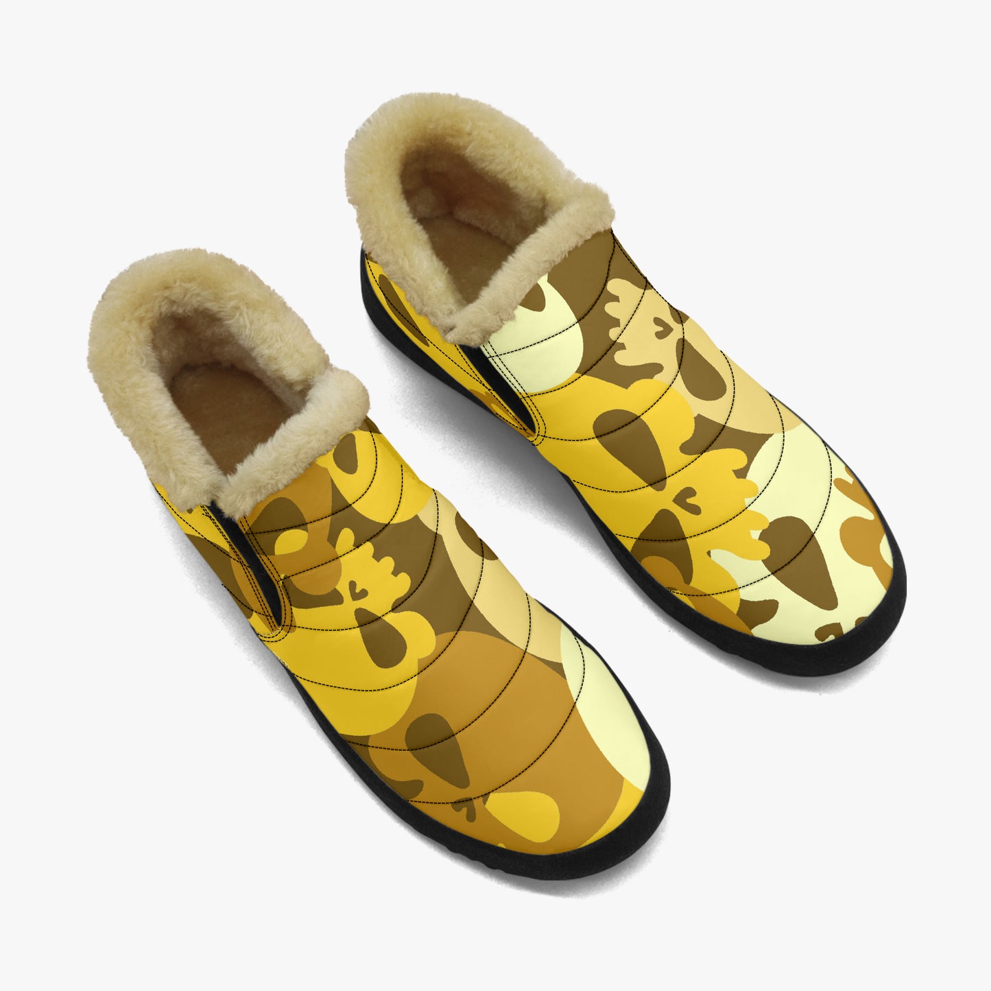 Yellow Skull Faux Fur Slipper Slipper JLR Design