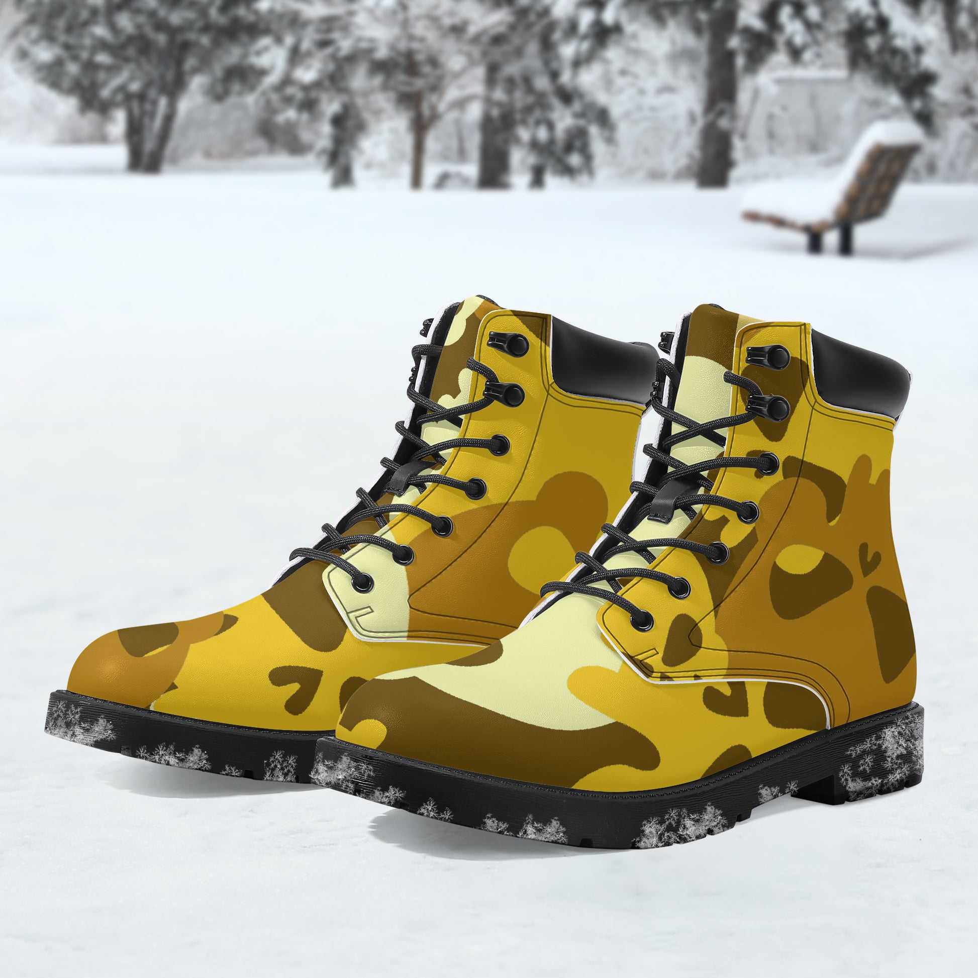 Yellow Skull Leder Boots | Stylische und Warme Winterstiefel Boots JLR Design