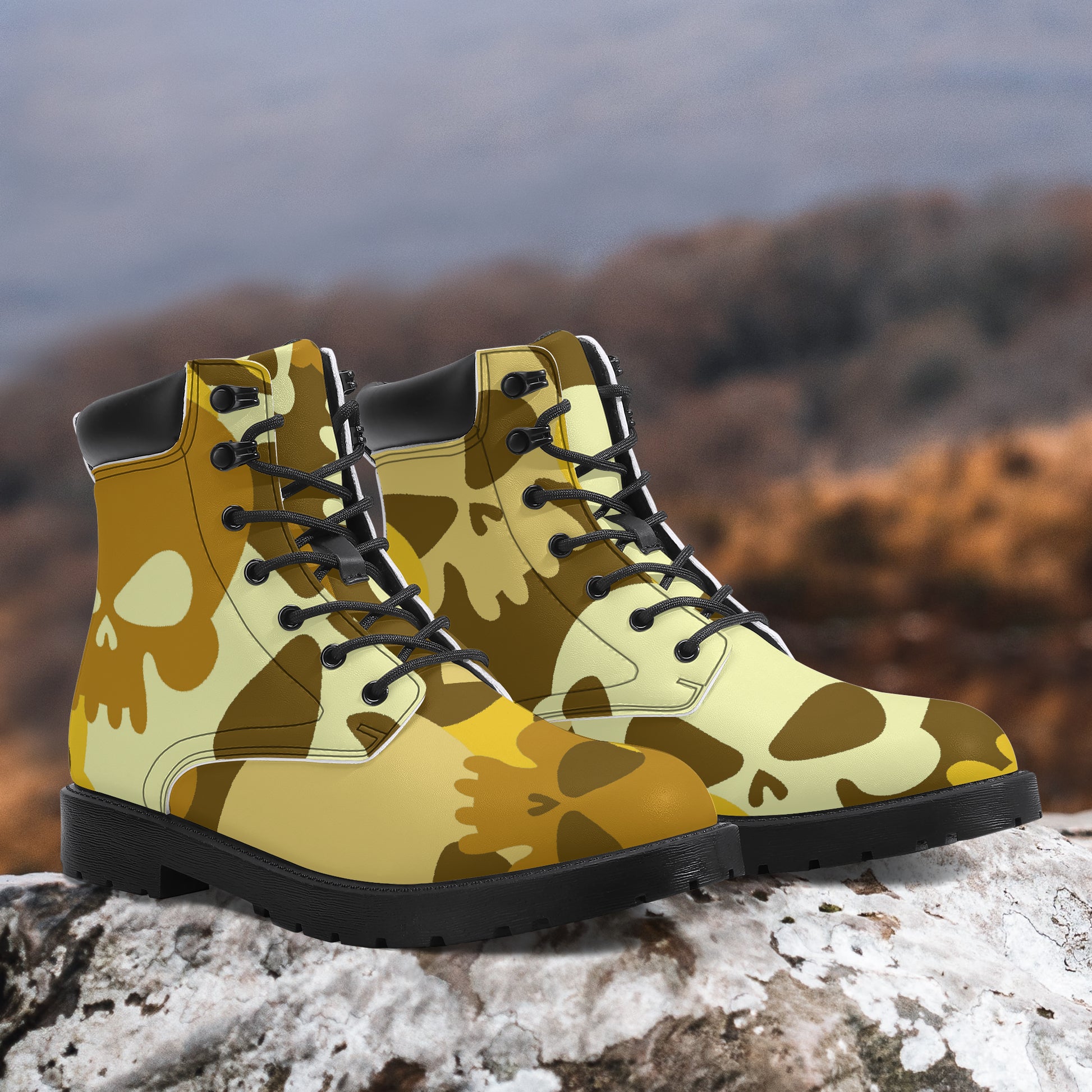 Yellow Skull Leder Boots | Stylische und Warme Winterstiefel Boots JLR Design