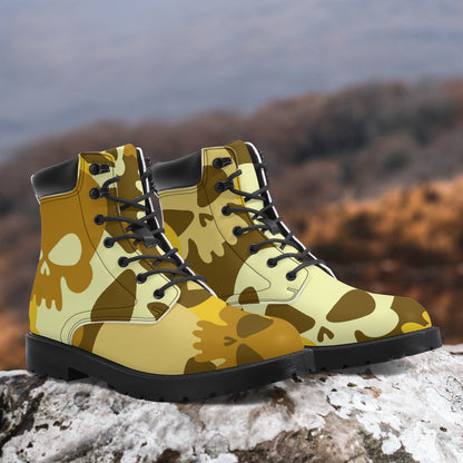 Yellow Skull Leder Boots | Stylische und Warme Winterstiefel Boots JLR Design