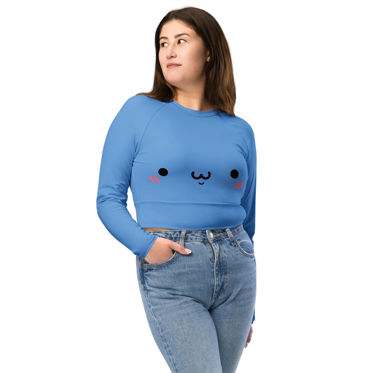 Zufriedener Kawaii Long Sleeve Crop Top Long Sleeve Crop Top JLR Design