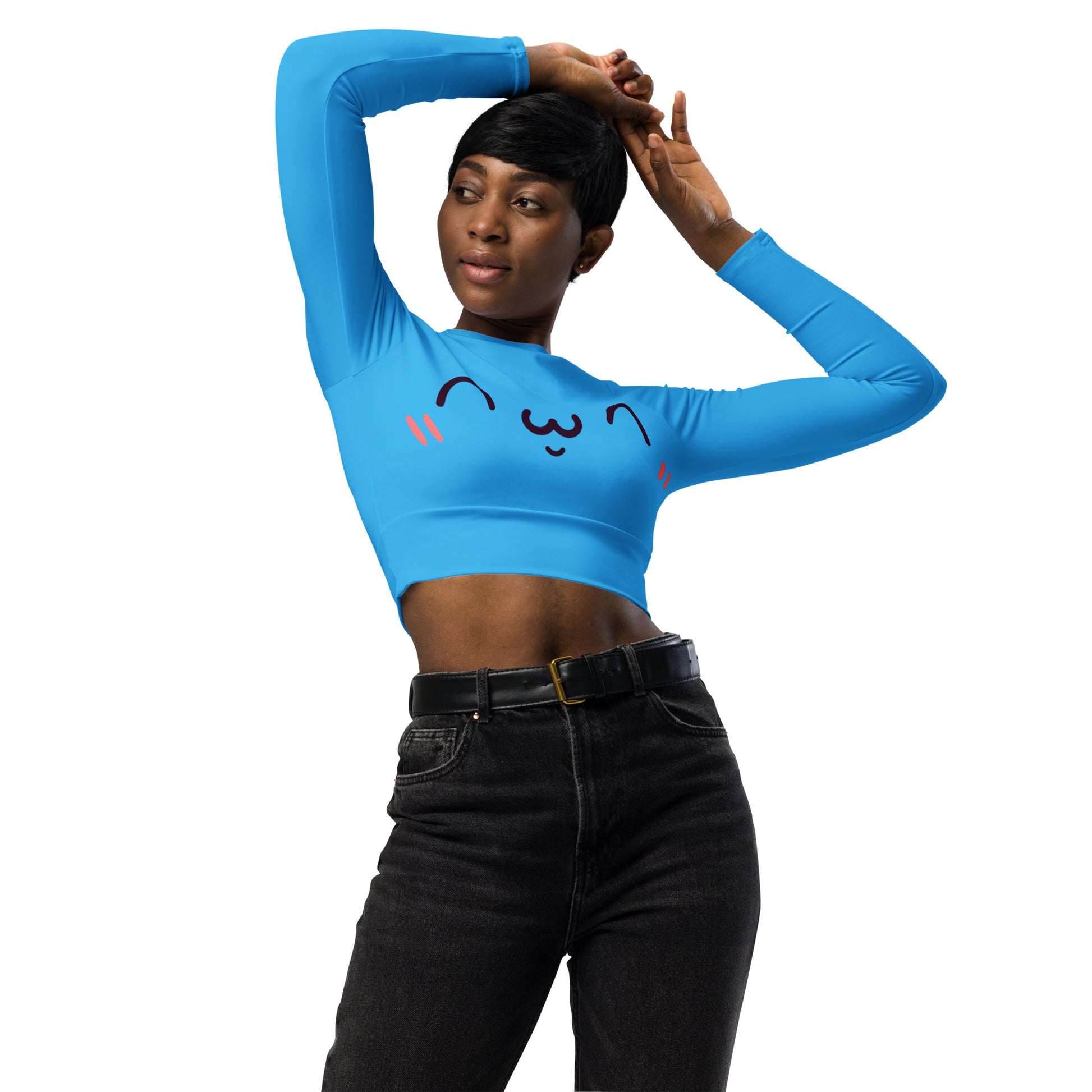 Zufriedenes Kawaii Long Sleeve Crop Top JLR Design