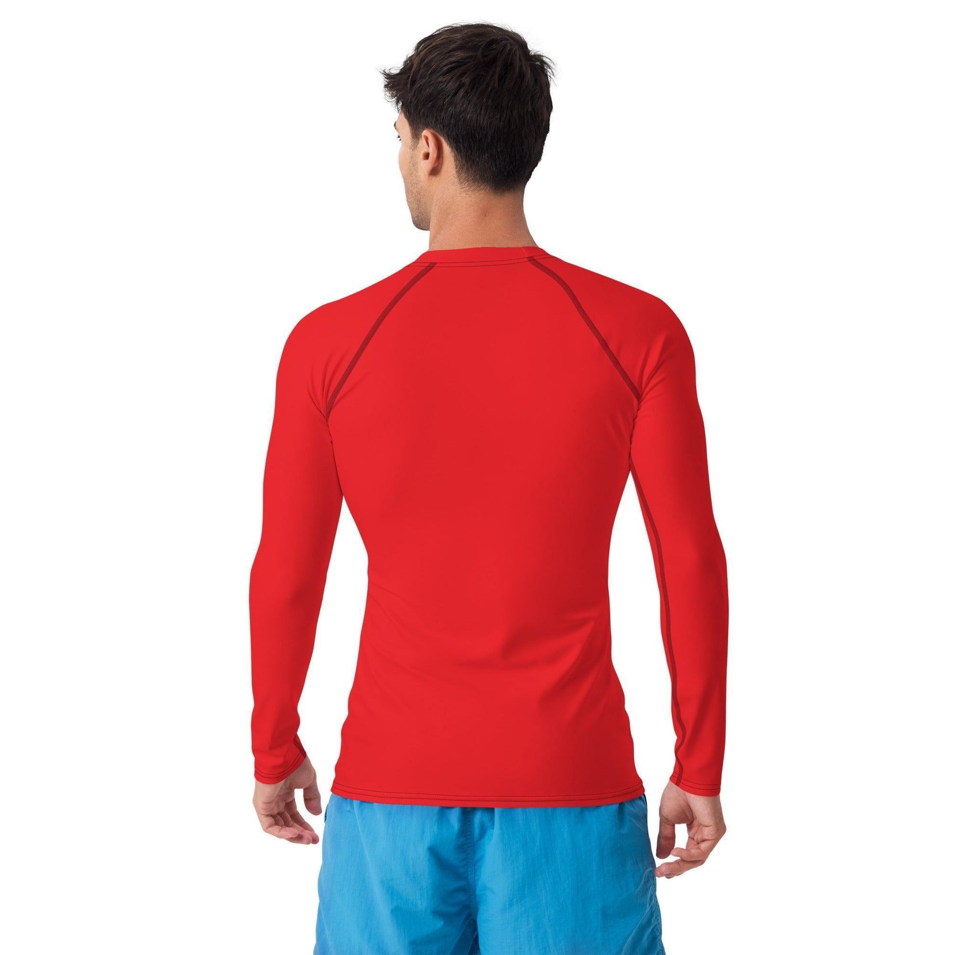 Alizarinroter Herren Rash Guard Rash Guard 54.99 4-Wege, alizarinrot, Atmungsaktiv, bequem, einfarbig, Elastan, Flachnaht, Guard, Hautschutz, Kompression, Langarmshirt, Männermode, Outdoor, Polyester, Rash, red, rot, Sand, Schwimmen, Sonnenschutz, Sportbekleidung, Strandmode, Stretchstoff, Surfen, trocknend, Wassersport, Wind JLR Design