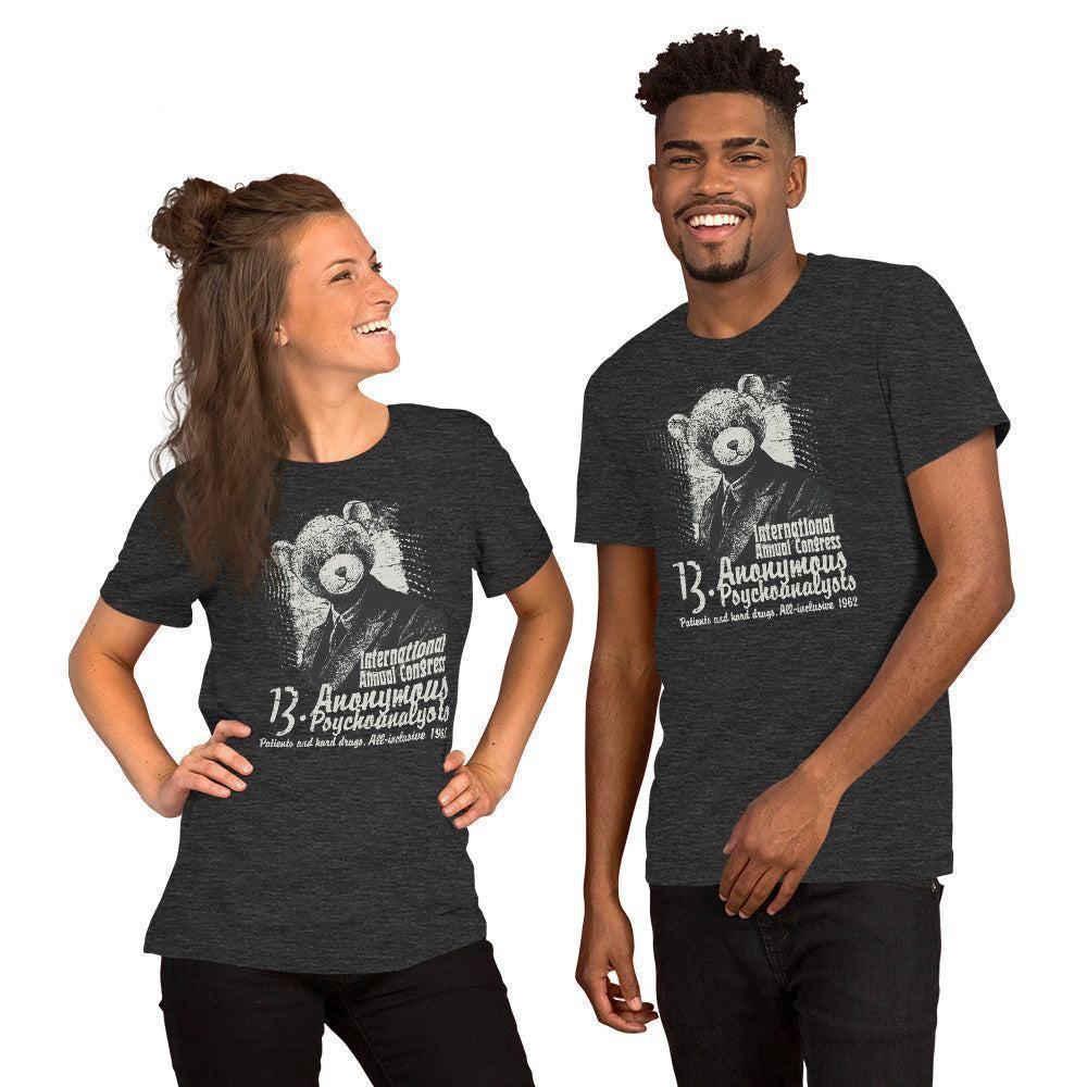 Anonymous Psychoanalysts T-Shirt T-Shirt 41.99 Airlume, Alltagskleidung, Anlässe, Anonymous, atmungsaktiv, Baumwolle, bequem, Bär, Damen, Druck, einfach, Farben, Fasern, Fitness, Frau, Garderobe, grafisch, Gym, hautfreundlich, Herren, Kleidungsstück, Komfort, Mann, Material, Passform, Polyester, Psychoanalysts, Qualität, ringegesponnene, Schlafen, Schriftzug, Schulter, Seitennaht, Solide, Sommer, Sport, Strapazierfähigkeit, T-Shirt, Taping, unifarben, Unisex, Vielfalt, vorgeschrumpftes, weich JLR Design