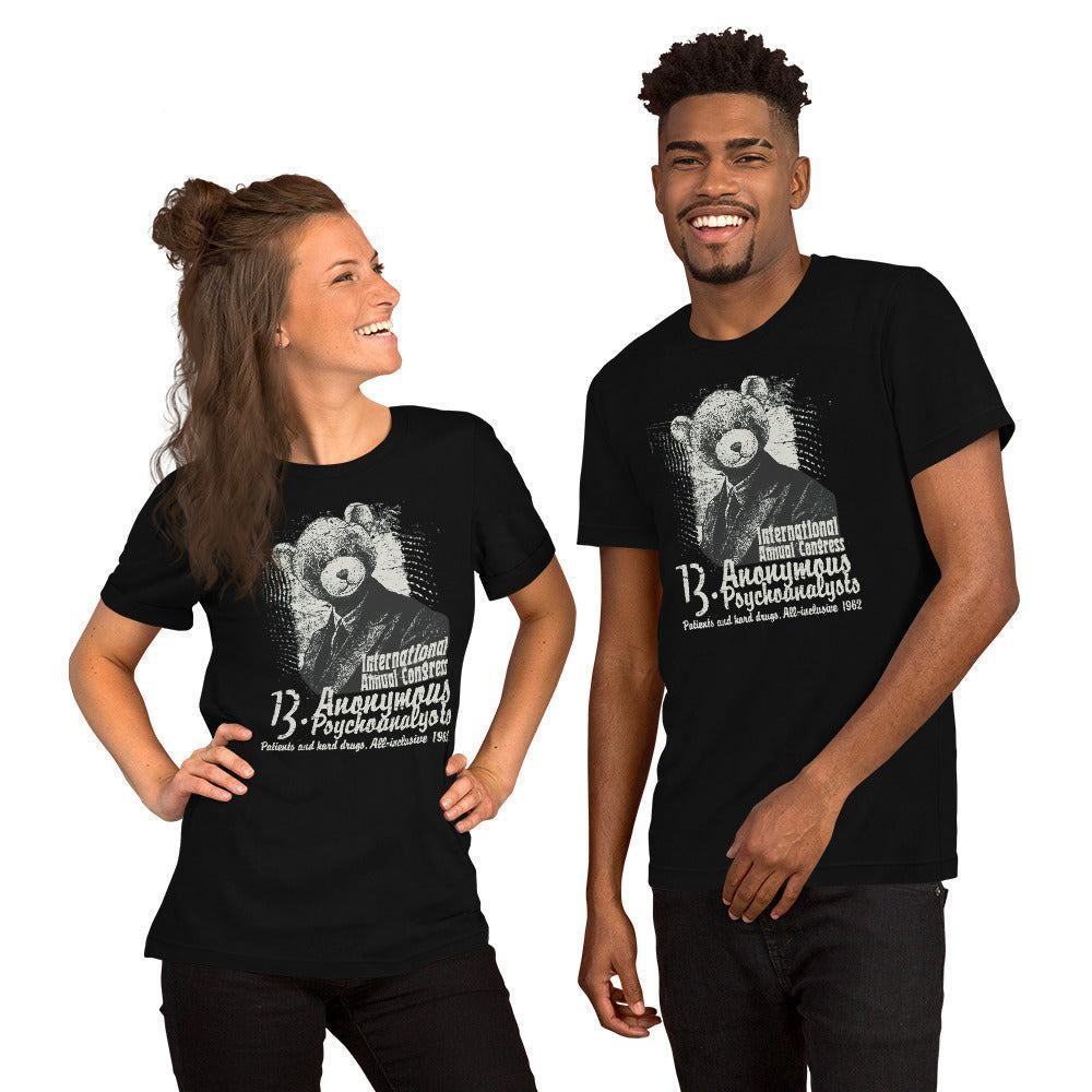 Anonymous Psychoanalysts T-Shirt T-Shirt 41.99 Airlume, Alltagskleidung, Anlässe, Anonymous, atmungsaktiv, Baumwolle, bequem, Bär, Damen, Druck, einfach, Farben, Fasern, Fitness, Frau, Garderobe, grafisch, Gym, hautfreundlich, Herren, Kleidungsstück, Komfort, Mann, Material, Passform, Polyester, Psychoanalysts, Qualität, ringegesponnene, Schlafen, Schriftzug, Schulter, Seitennaht, Solide, Sommer, Sport, Strapazierfähigkeit, T-Shirt, Taping, unifarben, Unisex, Vielfalt, vorgeschrumpftes, weich JLR Design