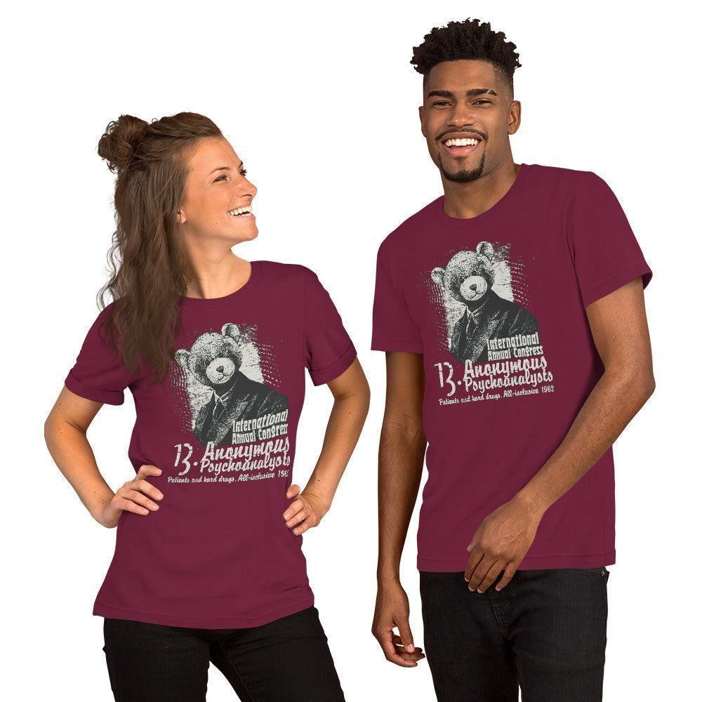 Anonymous Psychoanalysts T-Shirt T-Shirt 41.99 Airlume, Alltagskleidung, Anlässe, Anonymous, atmungsaktiv, Baumwolle, bequem, Bär, Damen, Druck, einfach, Farben, Fasern, Fitness, Frau, Garderobe, grafisch, Gym, hautfreundlich, Herren, Kleidungsstück, Komfort, Mann, Material, Passform, Polyester, Psychoanalysts, Qualität, ringegesponnene, Schlafen, Schriftzug, Schulter, Seitennaht, Solide, Sommer, Sport, Strapazierfähigkeit, T-Shirt, Taping, unifarben, Unisex, Vielfalt, vorgeschrumpftes, weich JLR Design