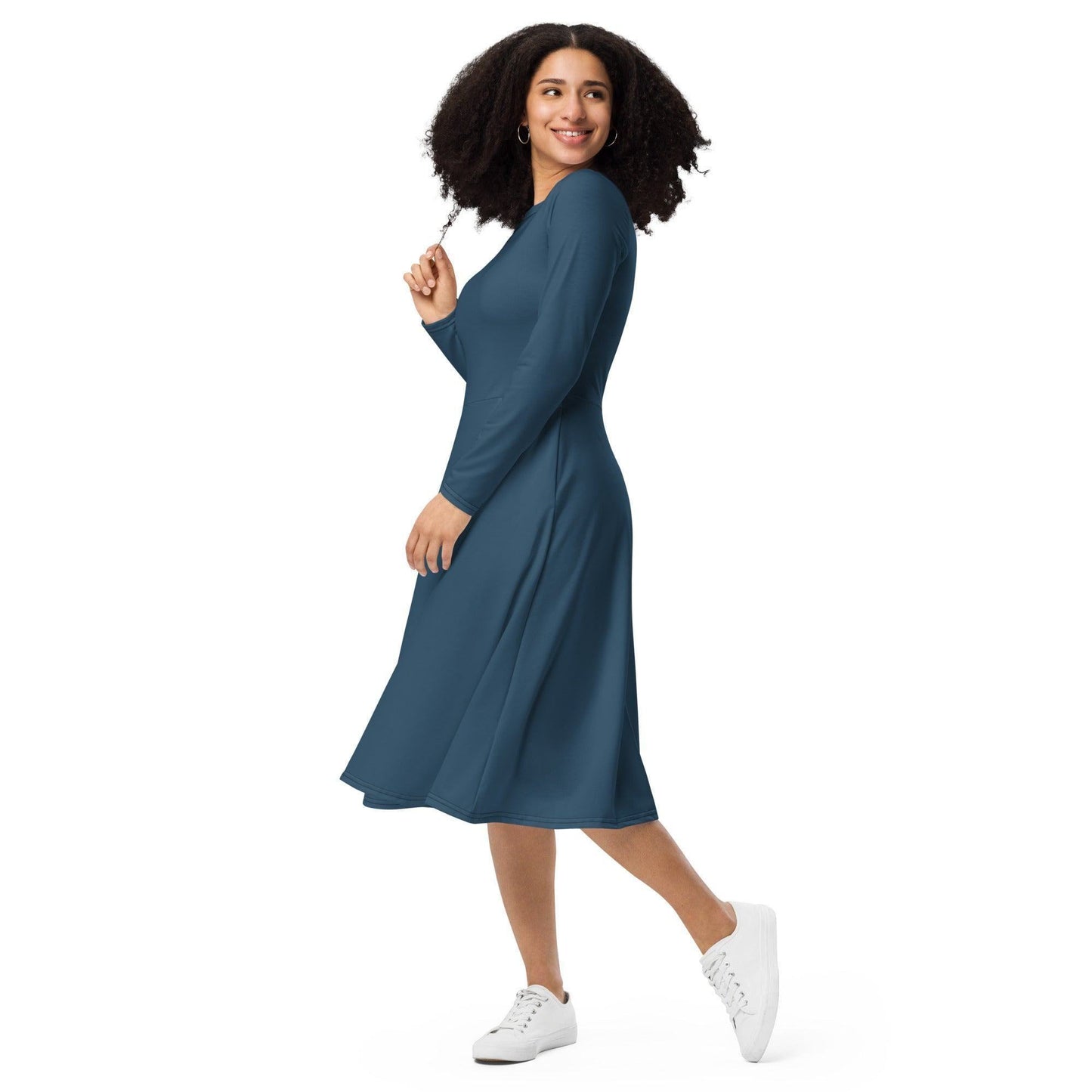 Arapawa langärmliges Midikleid Midikleid 61.99 arapawa, blau, blue, Boot-Ausschnitt, Damen, einfarbig, Elastan, eng anliegend, Frauen, Jersey, OEKOTEX100, Polyester, Premium, Seitentaschen, Strickstoff, Taille, Unterteil JLR Design