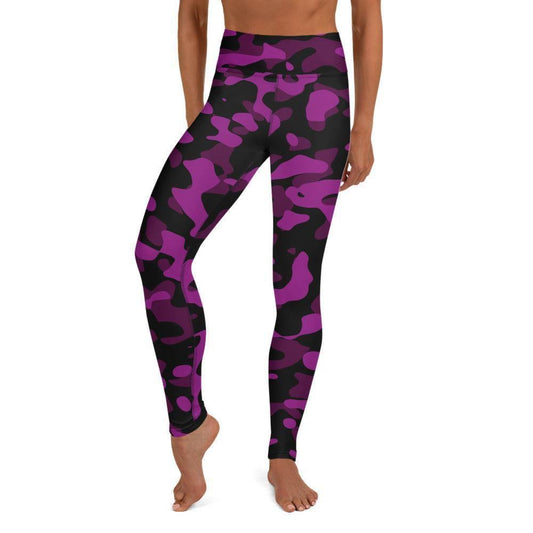 Black Pink Camouflage Damen Yoga Leggings -- Black Pink Camouflage Damen Yoga Leggings - undefined Yoga Leggings | JLR Design