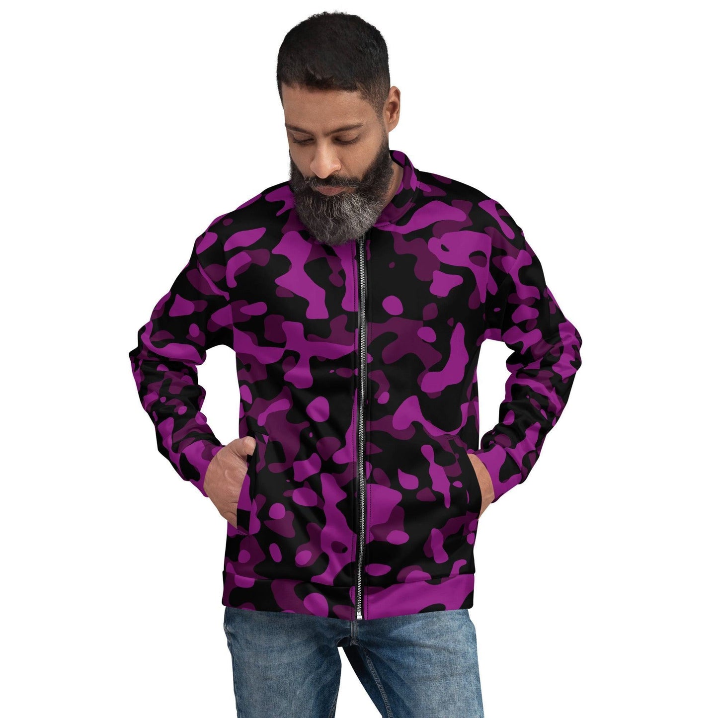 Black Violet Camouflage Bomberjacke Bomberjacke 79.99 abgesetzte, Begleiter, black, Bomberjacke, Camo, Camouflage, casual, Damen, elastische, Fleece, Frau, gebürstetem, Have, Herren, Innenseite, Kleidungsstück, lila, Mann, Must, Nackenband, Outfit, Passform, Pattern, Polyester, praktisch, Reißverschluss, robustes, schwarz, Silbener, stilvoll, Stoff, streetwear, Taille, Tarnmuster, Taschen, Unisex, vielseitiger, violett, YKK, Überwendlichnähte JLR Design