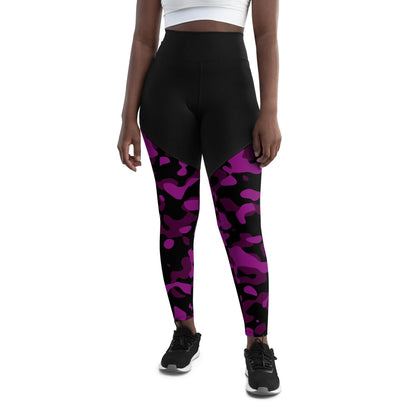 Black Violet Camouflage Damen Sport Leggings -- Black Violet Camouflage Damen Sport Leggings - undefined Sport Leggings | JLR Design