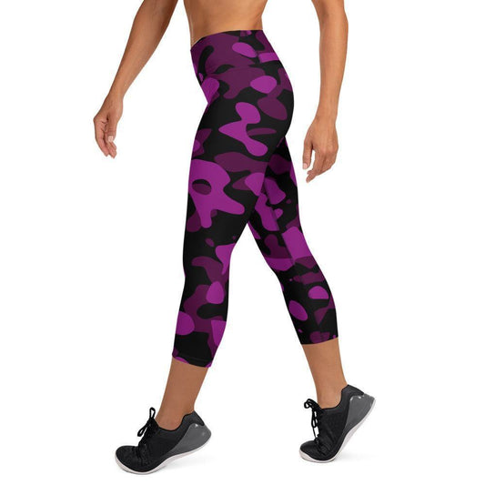 Black Violet Camouflage Damen Yoga Capri Leggings Yoga Capri Leggings JLR Design