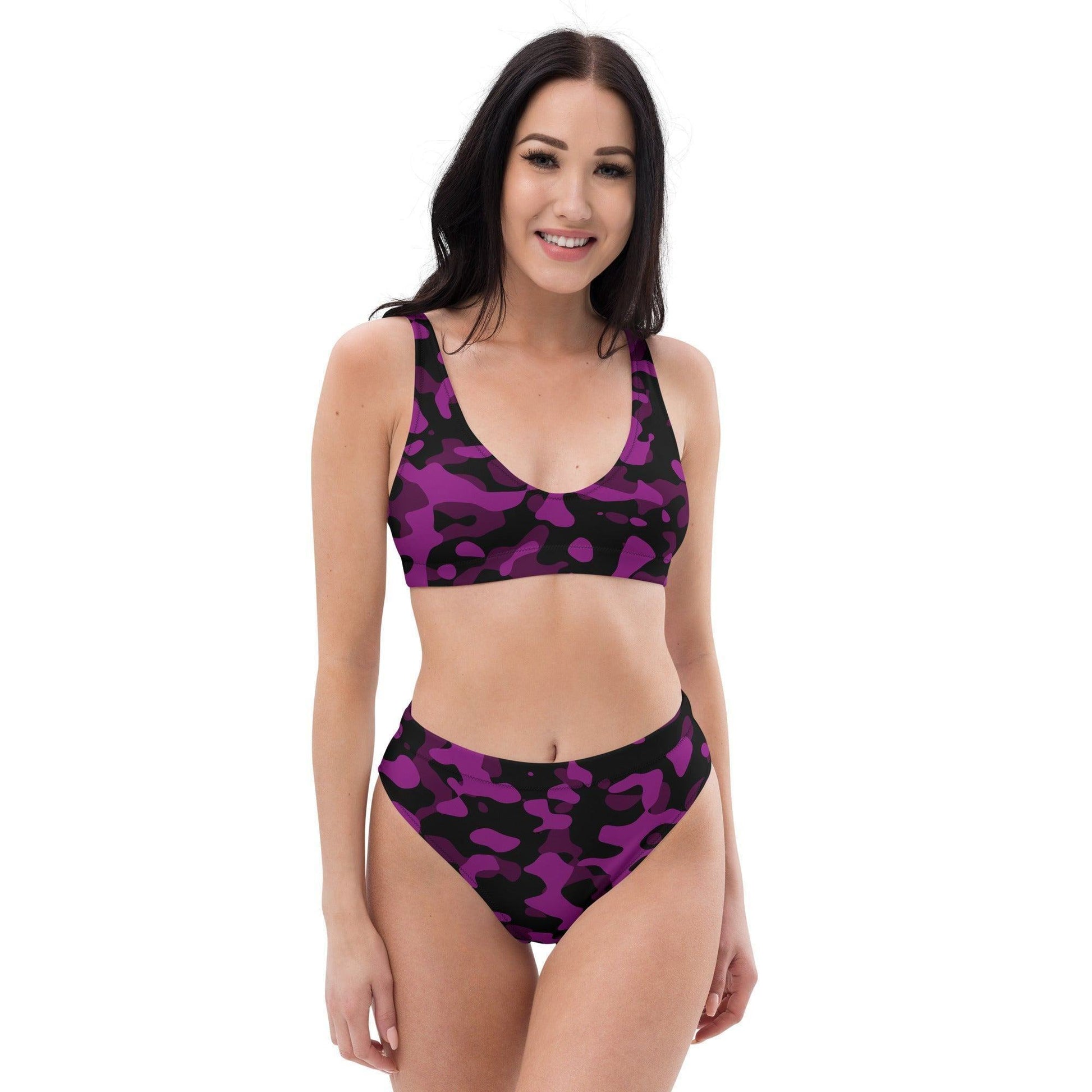 Black Violet Camouflage High Waist Bikini Bikini 56.99 Bikini, black, Camo, Camouflage, Design, Einlagen, Elastan, Fashion, GRS, High, Mode, Muster, Passform, Pattern, Polyester, purple, Style, Tarnfarben, UPF50, Waist, zweilagig, zweitilig, Ökotex JLR Design