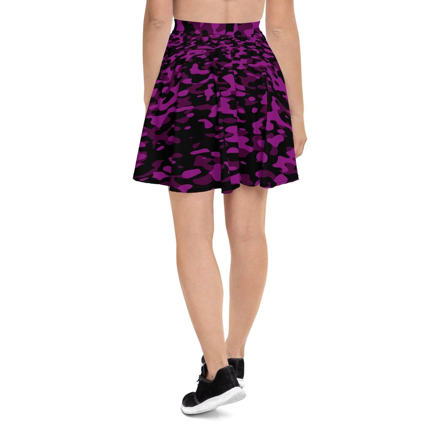 Black Violet Camouflage Skater Rock Skater Rock 51.99 black, camo, camouflage, Elastan, elastisch, lila, Oberschenkel, Overlocknaht, Polyester, Rock, schwarz, Skater, USF50, violet, weich JLR Design