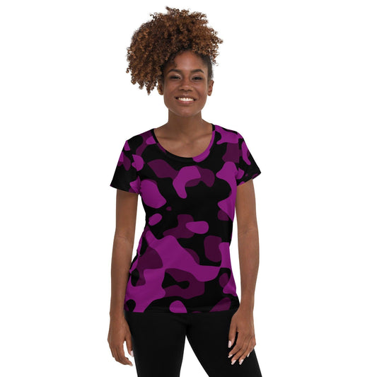 Black Violet Camouflage Sport-T-Shirt für Damen Sport T-Shirt JLR Design