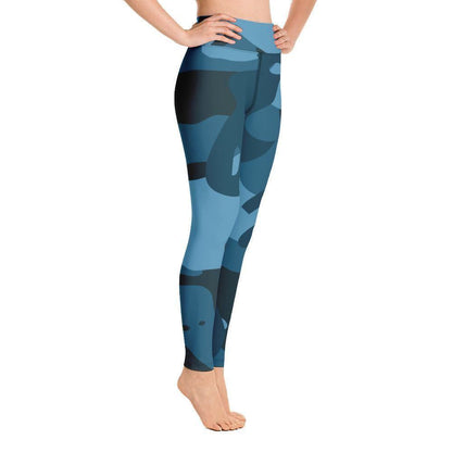 Blau Camouflage Damen Yoga Leggings -- Blau Camouflage Damen Yoga Leggings - undefined Yoga Leggings | JLR Design