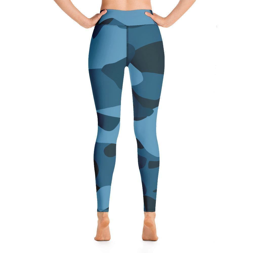 Blau Camouflage Damen Yoga Leggings -- Blau Camouflage Damen Yoga Leggings - undefined Yoga Leggings | JLR Design