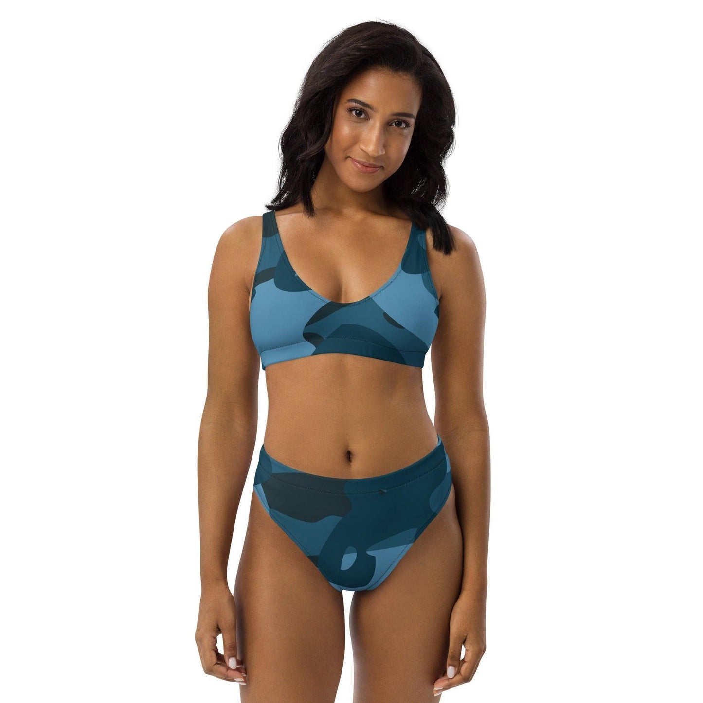 Blau Camouflage High Waist Bikini -- Blau Camouflage High Waist Bikini - undefined Bikini | JLR Design