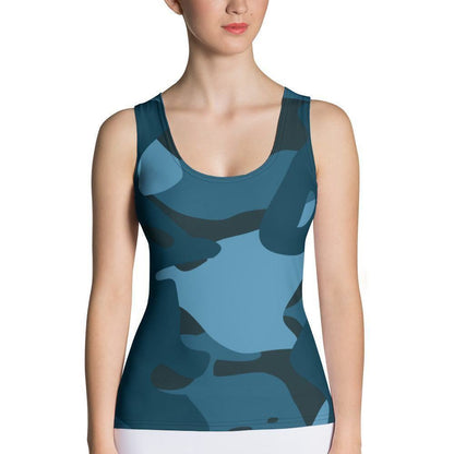 Blaue Camouflage Damen Tank Top Tank Top 44.99 aktiv, angenehmes, atmungsaktiv, Ausschnitt, betont, Bewegungsfreiheit, blau, blue, breite, Camo, Camouflage, Damen, Elastan, enganliegend, Farben, Fashion, Figur, Fitness, Frauen, Gym, Look, Mikrofasergarn, Mode, Muscle, Musthave, Outfit, Pattern, Polyester, Sommer, Style, Tank, Tarnmuster, Top, Tragegefühl, Training, Träger, verschiedene JLR Design