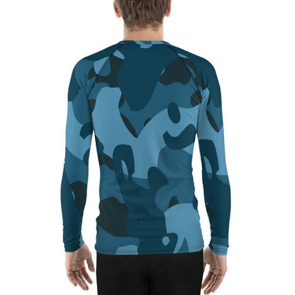 Blaues Camouflage Herren Rash Guard Rash Guard 59.99 4-Wege, Atmungsaktiv, bequem, blau, blue, Camo, Camouflage, Design, Elastan, Fashion, Flachnaht, Guard, Hautschutz, Kompression, Langarmshirt, Mode, Männermode, Outdoor, Pattern, Polyester, Rash, Sand, Schwimmen, Sonnenschutz, Sportbekleidung, Strandmode, Stretchstoff, Style, Surfen, Tarnmuster, trocknend, Wassersport, Wind JLR Design