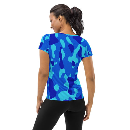 Blaues Camouflage Sport-T-Shirt für Damen -- Blaues Camouflage Sport-T-Shirt für Damen - undefined Sport T-Shirt | JLR Design