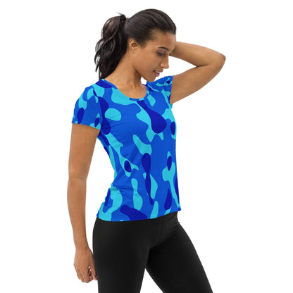 Blaues Camouflage Sport-T-Shirt für Damen -- Blaues Camouflage Sport-T-Shirt für Damen - undefined Sport T-Shirt | JLR Design