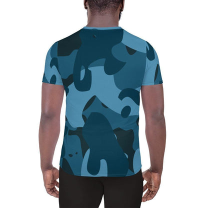 Blaues Camouflage Sport T-Shirt für Herren -- Blaues Camouflage Sport T-Shirt für Herren - XS Sport T-Shirt | JLR Design