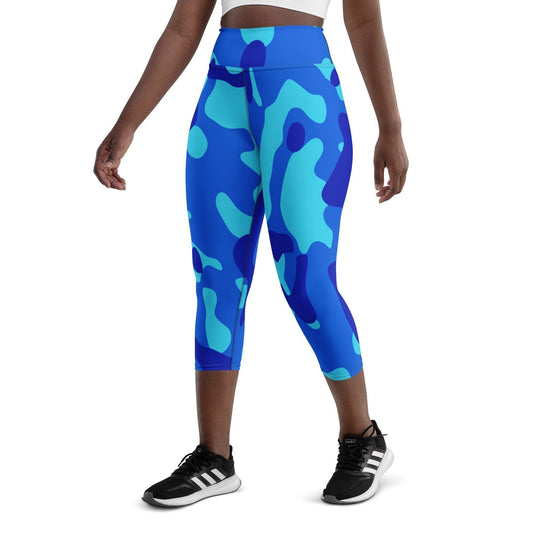 Blue Camouflage Damen Yoga Capri Leggings Yoga Capri Leggings JLR Design