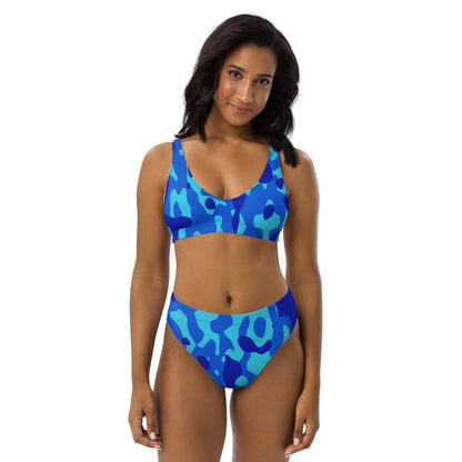 Blue Camouflage High Waist Bikini Bikini 56.99 Bikini, blau, blue, Camo, Camouflage, Design, Einlagen, Elastan, Fashion, GRS, High, Mode, Muster, Passform, Pattern, Polyester, Style, Tarnfarben, UPF50, Waist, zweilagig, zweitilig, Ökotex JLR Design