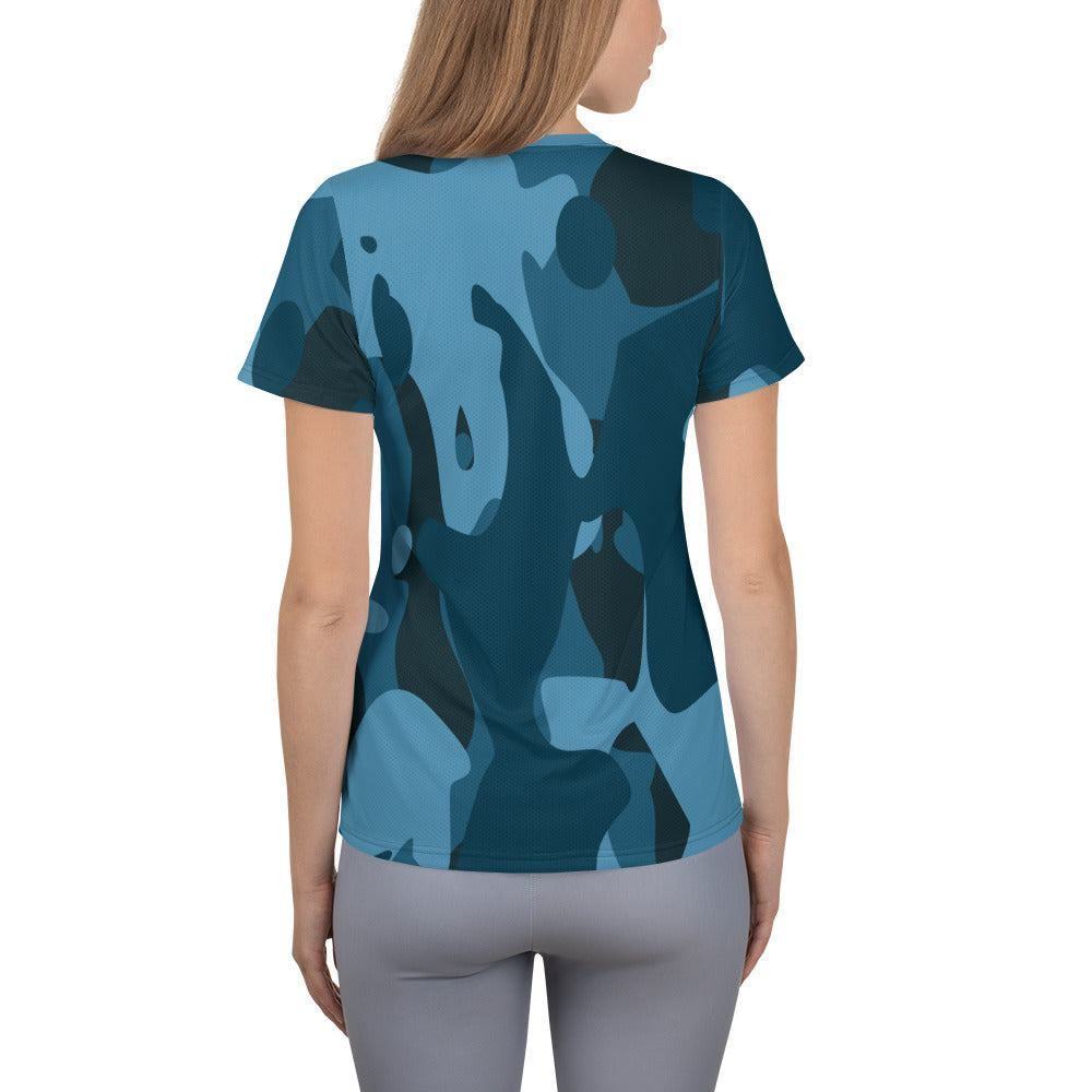 Blue Camouflage Sport-T-Shirt für Damen -- Blue Camouflage Sport-T-Shirt für Damen - XS Sport T-Shirt | JLR Design