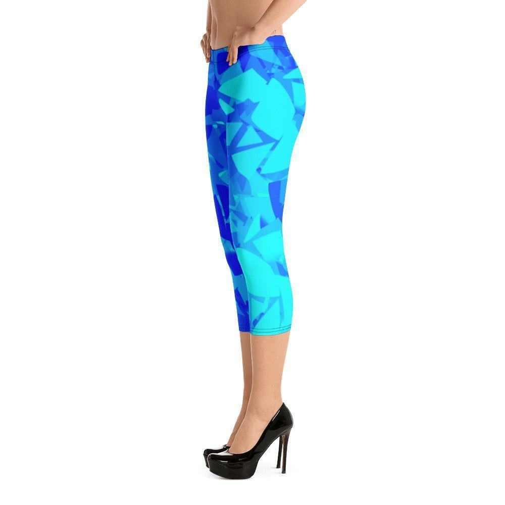 Blue Crystal Damen Capri Leggings -- Blue Crystal Damen Capri Leggings - undefined Capri Leggings | JLR Design