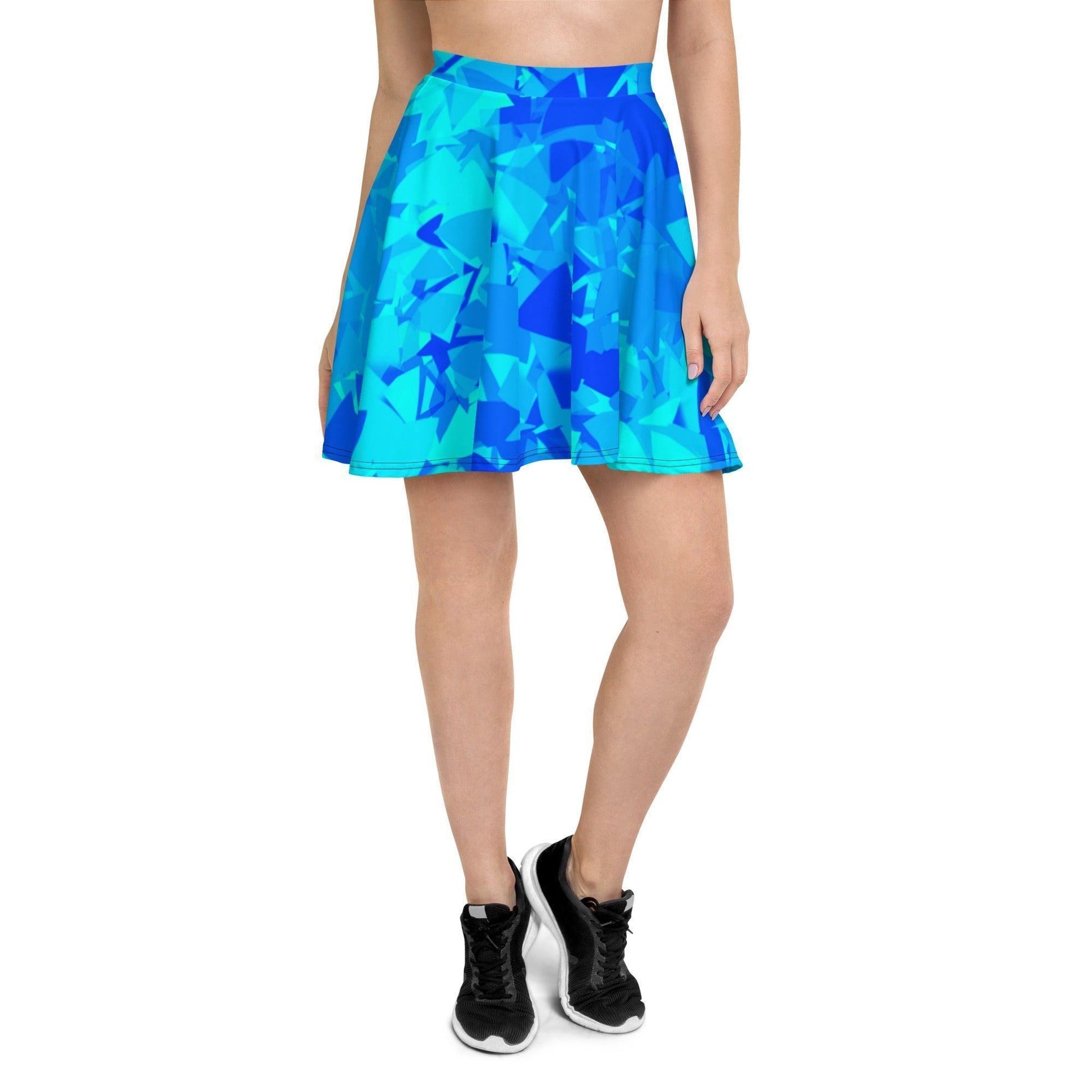 Blue Crystal Skater Rock Skater Rock 51.99 blau, blue, crystal, einfarbig, Elastan, elastisch, kristall, Oberschenkel, Overlocknaht, Polyester, Rock, Skater, USF50, weich JLR Design