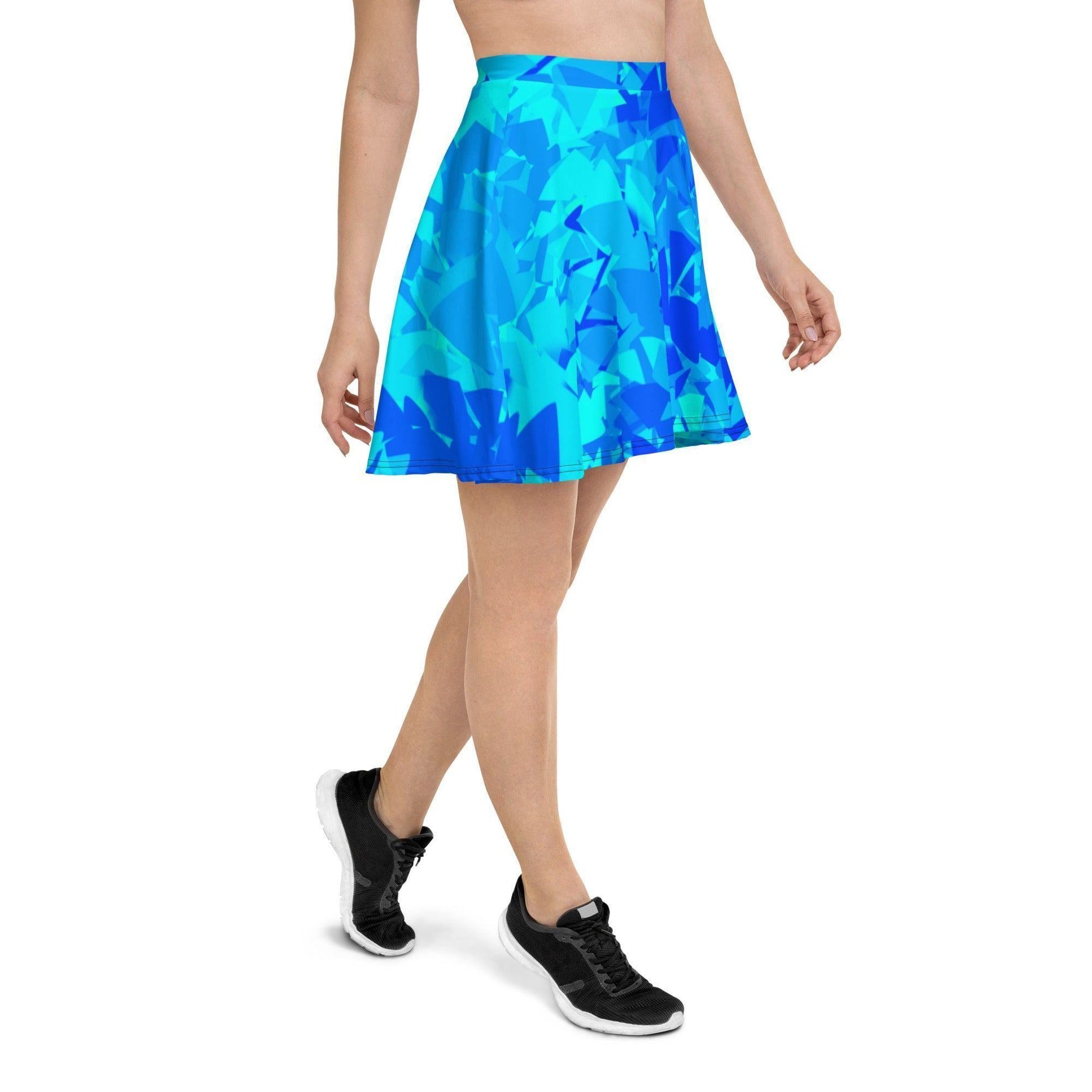 Blue Crystal Skater Rock Skater Rock 51.99 blau, blue, crystal, einfarbig, Elastan, elastisch, kristall, Oberschenkel, Overlocknaht, Polyester, Rock, Skater, USF50, weich JLR Design