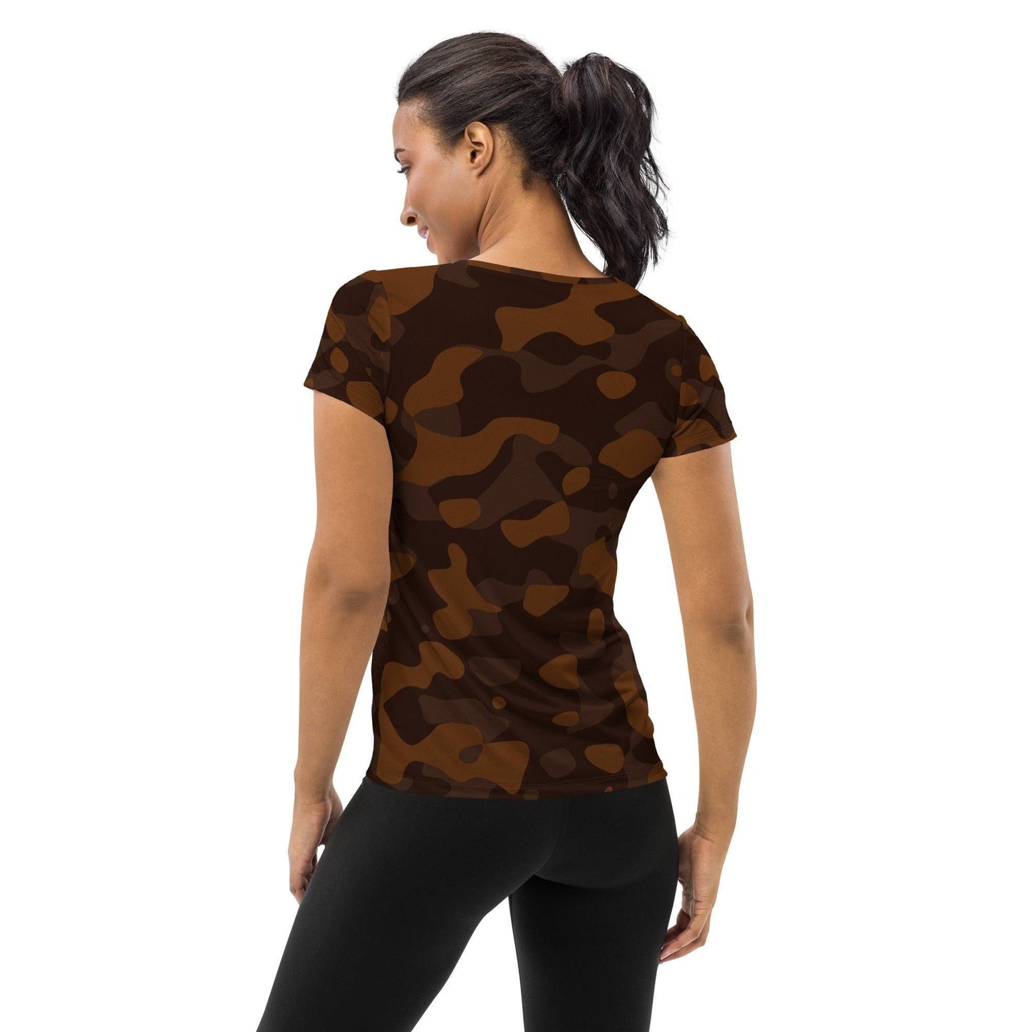 Braun Camouflage Sport-T-Shirt für Damen -- Braun Camouflage Sport-T-Shirt für Damen - XS Sport T-Shirt | JLR Design