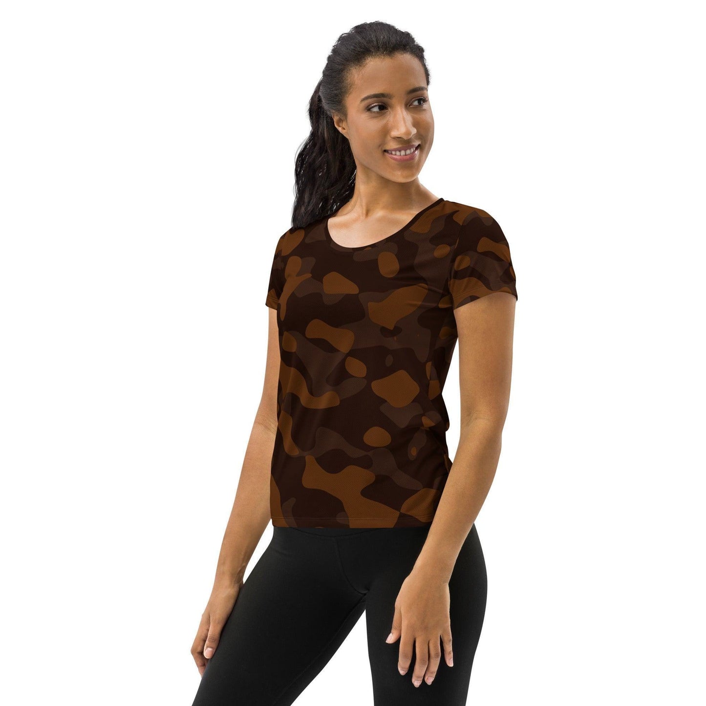 Braun Camouflage Sport-T-Shirt für Damen -- Braun Camouflage Sport-T-Shirt für Damen - XS Sport T-Shirt | JLR Design