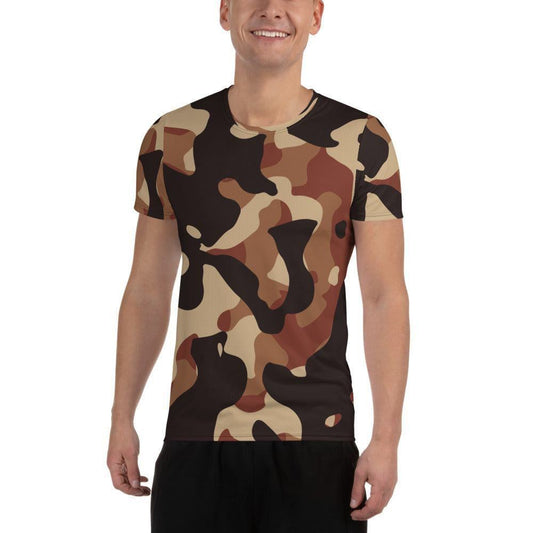 Braun Camouflage Sport T-Shirt für Herren -- Braun Camouflage Sport T-Shirt für Herren - XS Sport T-Shirt | JLR Design